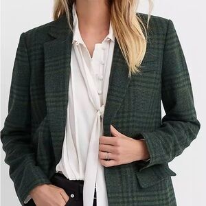 LOFT Dark Green Plaid Blazer